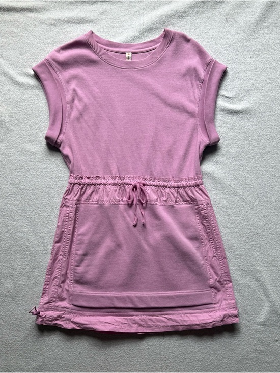Anthropologie Dresses & Skirts - Anthropologie Daily Practice Short Sleeve Pink Purple Drawstring Mini Dress